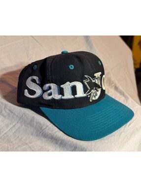 San Jose Sharks NHL Snapback Hat Black and Teal Adjustable Cap